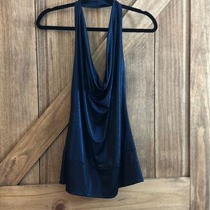 Blue shiny halter